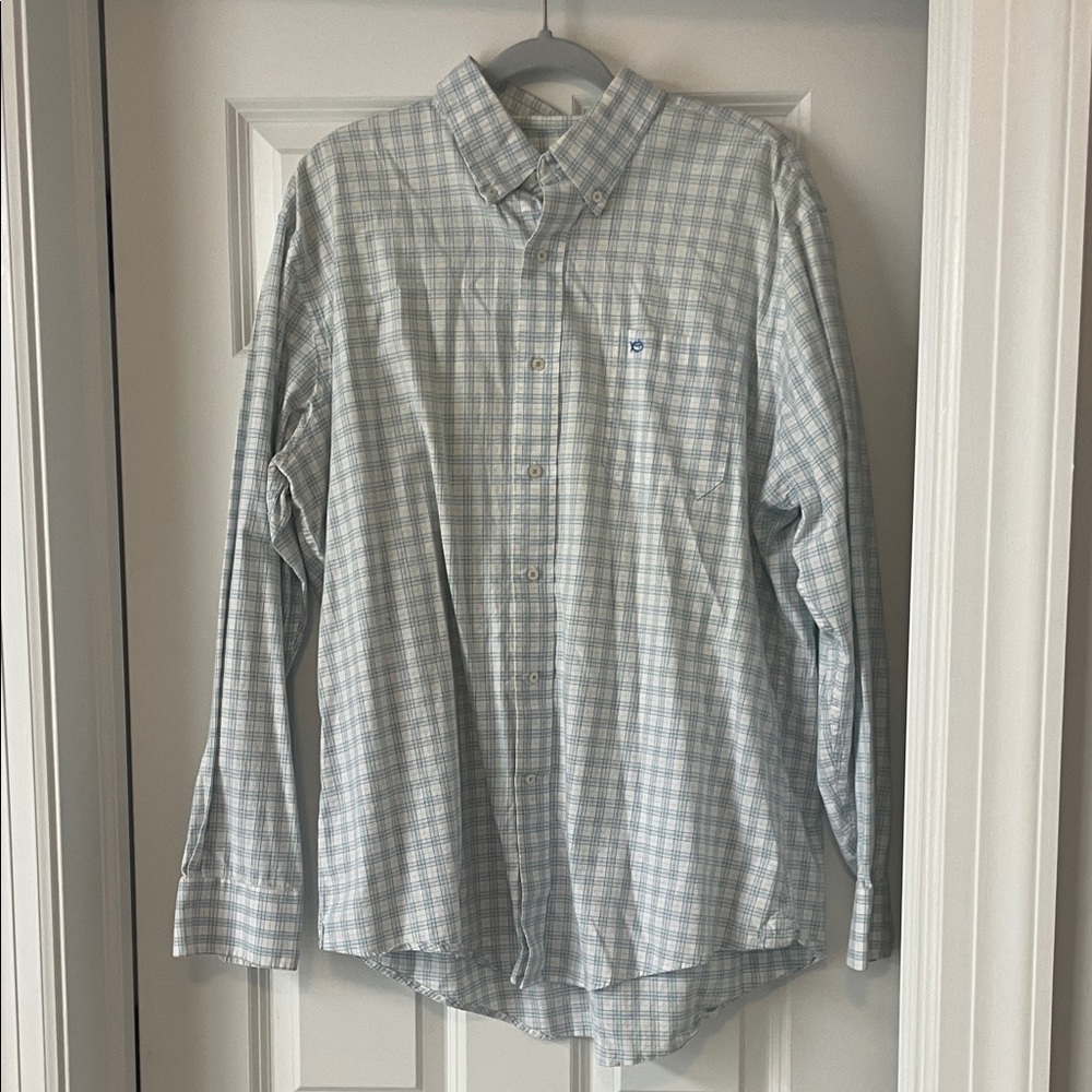 Southern Tide Light Blue Plaid Button Down Shirt